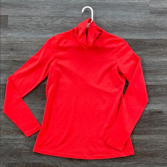 Lands’ End Fitted Turtleneck Red Orange Women's Size XS Stretch Layering 381876 - Picture 2 of 10